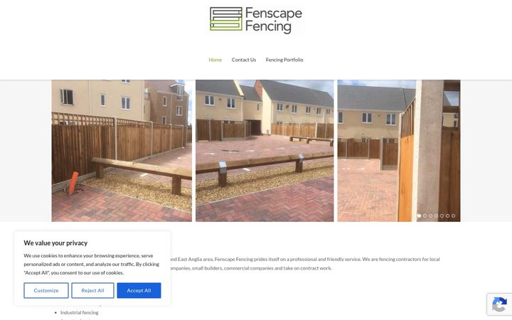 Screenshot of fenscapefencing.co.uk