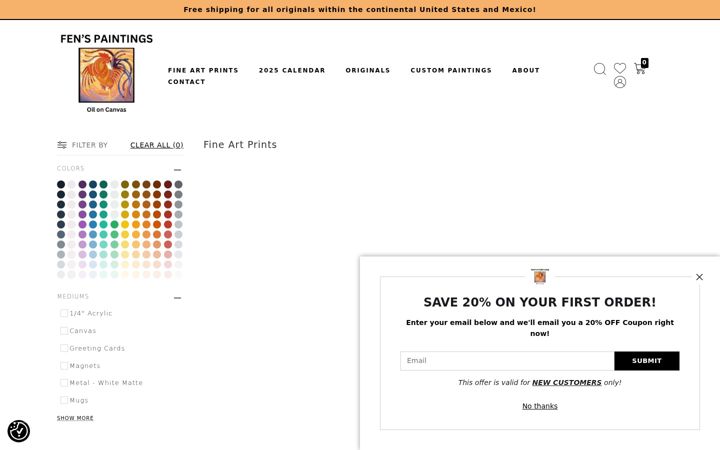 Screenshot of fenspaintings.com