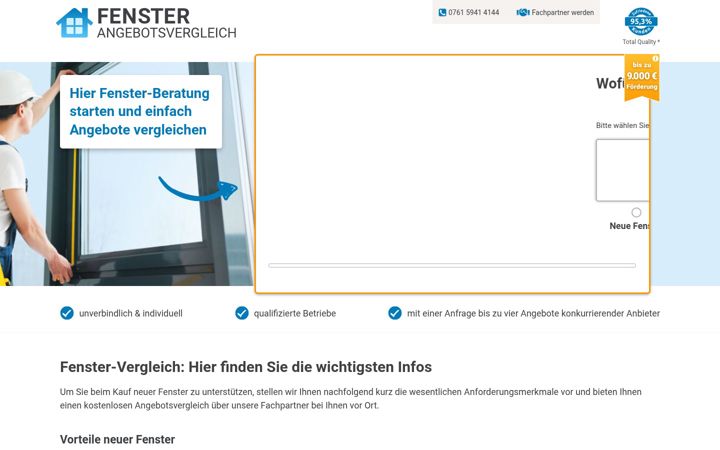 Zrzut ekranu fenster-angebotsvergleich.de