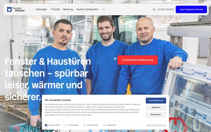 Screenshot of fenster-kronen.de
