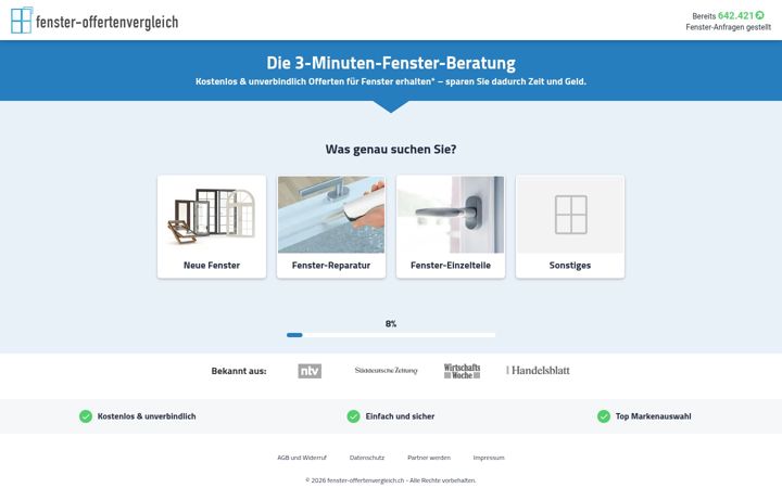 Screenshot of fenster-offertenvergleich.ch