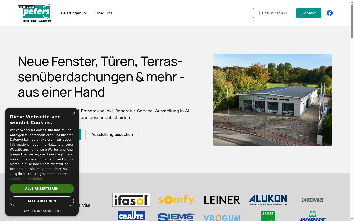 Screenshot des Einwilligungsbanners vor jeglicher Interaktion