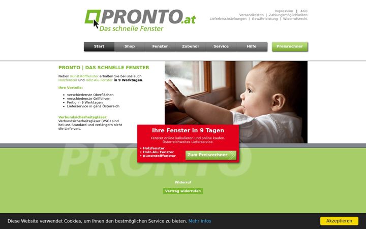 Screenshot of fenster-pronto.at
