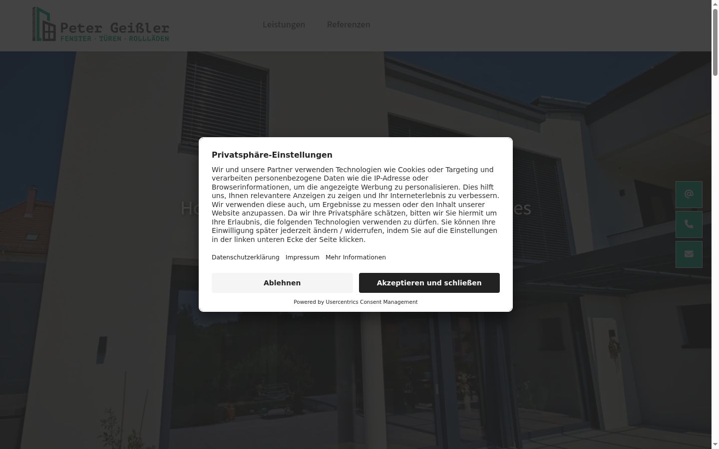 Screenshot des Einwilligungsbanners vor jeglicher Interaktion