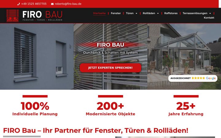 Posnetek zaslona fensterbau-firo.de