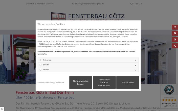 Posnetek zaslona fensterbau-goetz.de