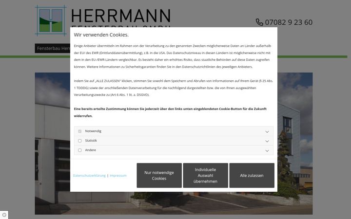Screenshot of fensterbau-herrmann-birkenfeld.de