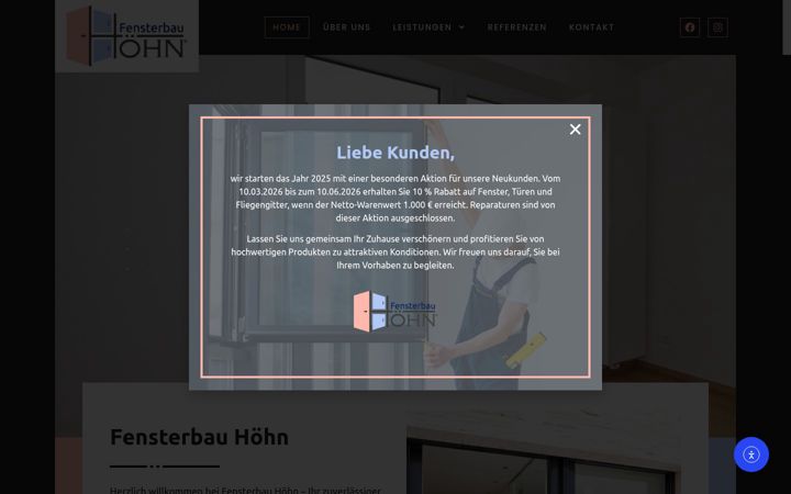 Screenshot of fensterbau-hoehn.de