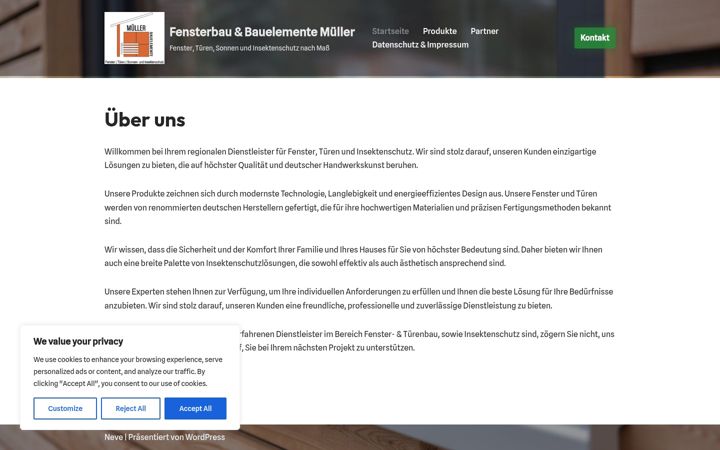 Screenshot of fensterbau-mueller.com