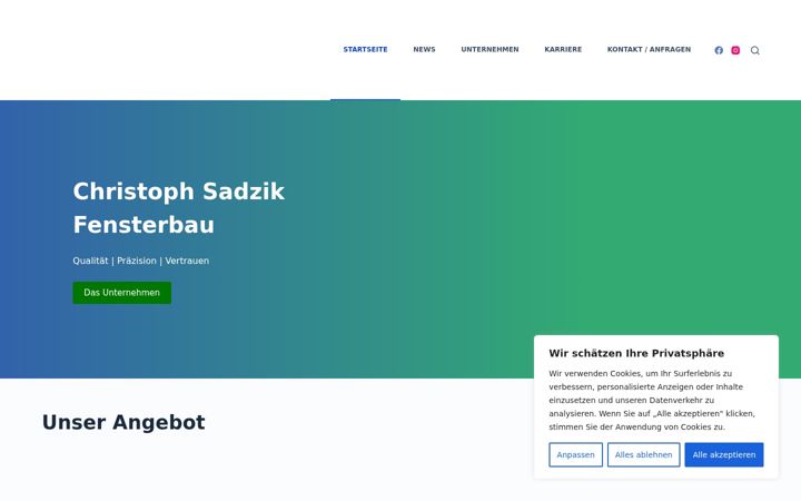 Screenshot stránky fensterbau-sadzik.de