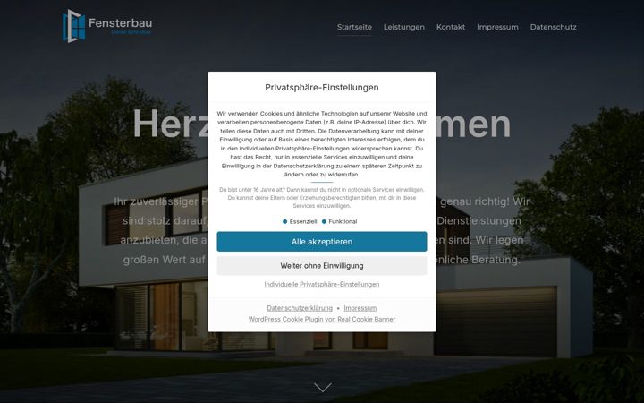 Screenshot stránky fensterbau-schreiber.de