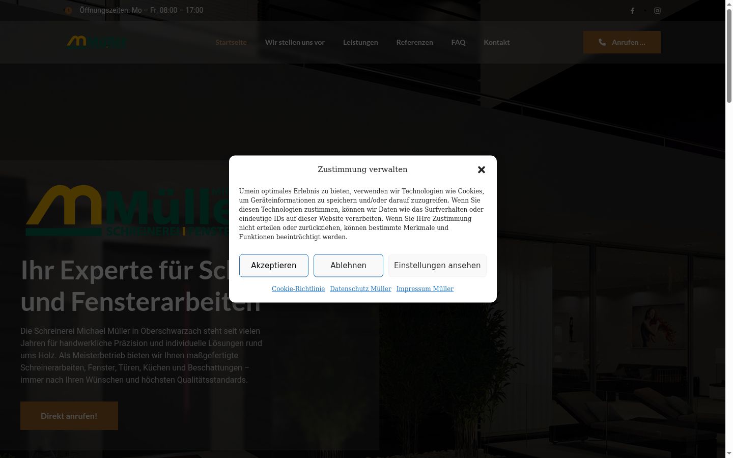 Captura de ecrã do banner de consentimento apresentado antes de qualquer interação