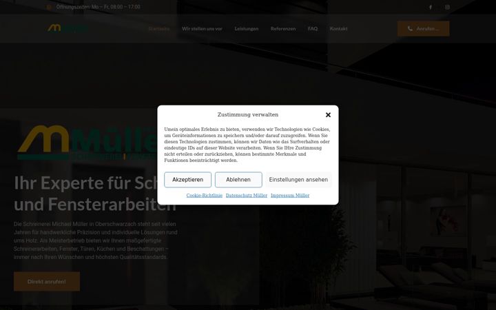 Screenshot stránky fensterbau-schreinerei-mueller.de