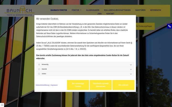 Skærmbillede af fensterbaunach.de