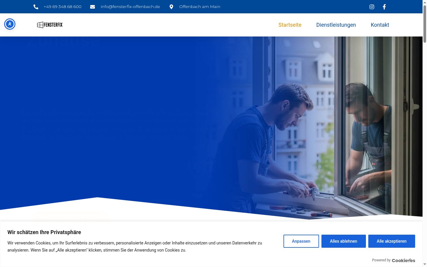 Screenshot del banner di consenso mostrato prima di qualsiasi interazione