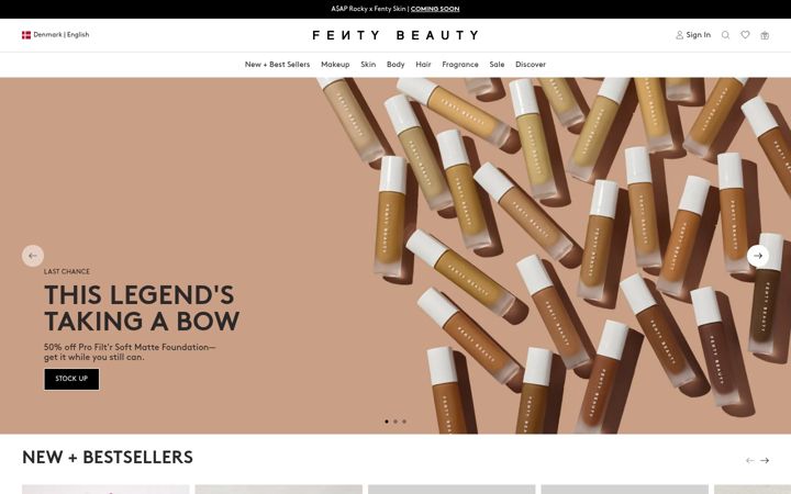 Skjámynd af fentybeauty.com