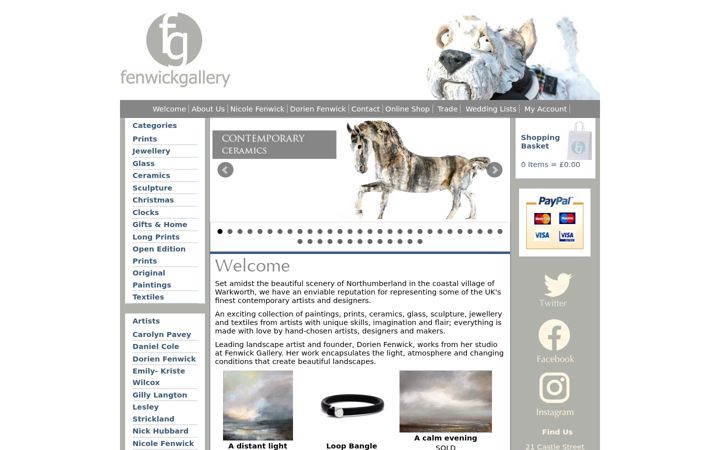 Screenshot of fenwickgallery.co.uk