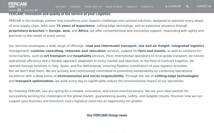 Screenshot of fercam.com