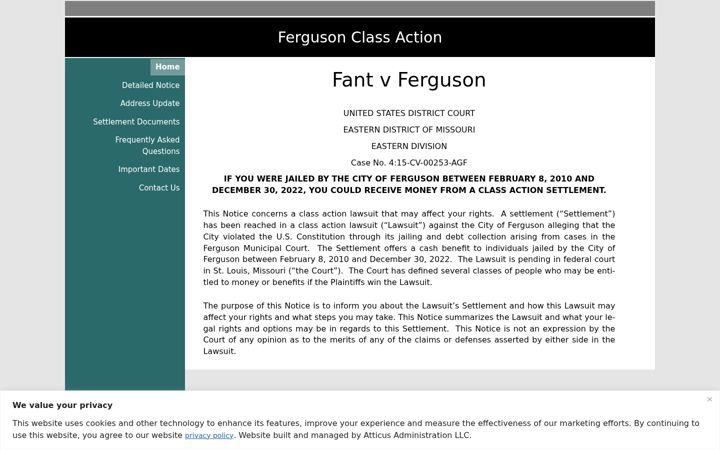 Screenshot of fergusonclassaction.com