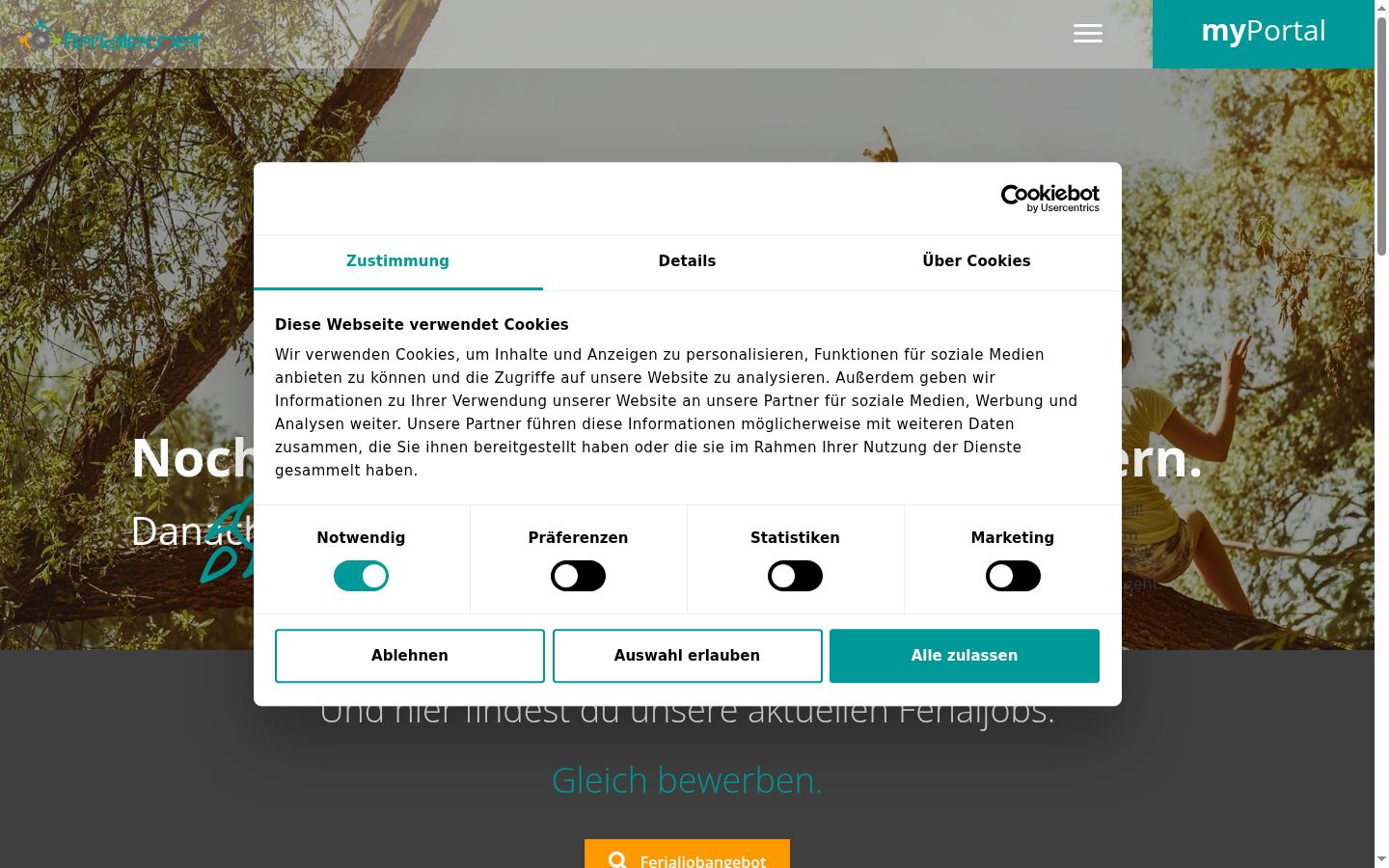 Capture d'écran de la bannière de consentement affichée avant toute interaction
