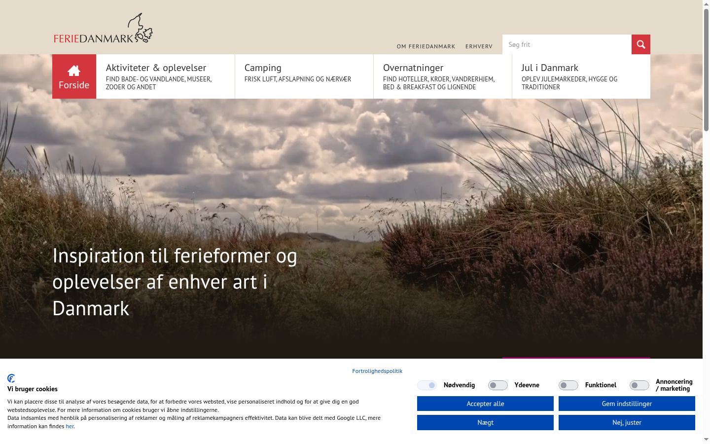 Skjermbilde av samtykkebanneret slik det vises før noen interaksjon