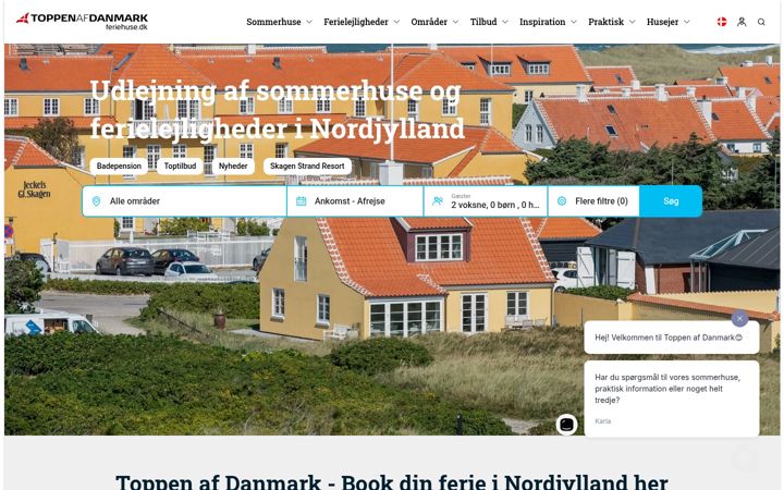 Screenshot of feriehuse.dk