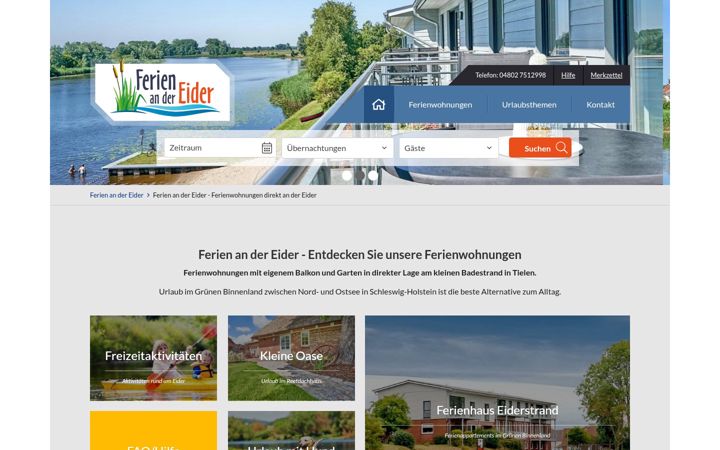 Screenshot of ferien-an-der-eider.de