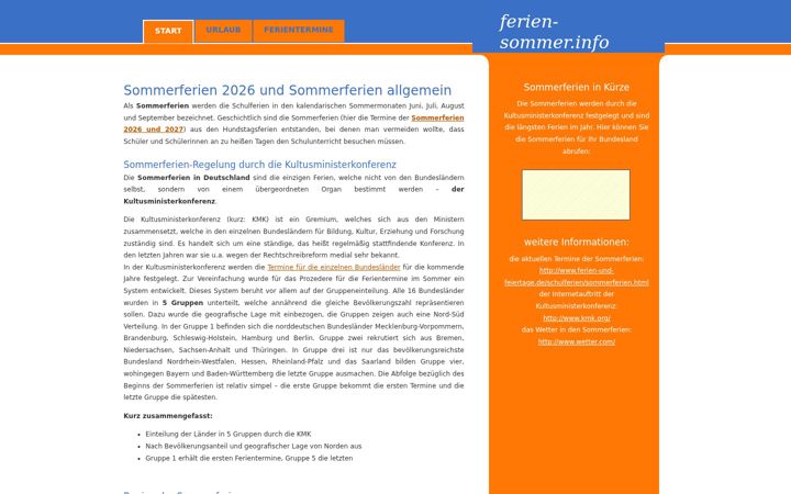 Screenshot of ferien-sommer.info