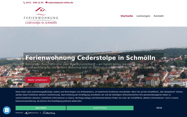 Captură de ecran a ferien-wohnung-in-schmoelln.de