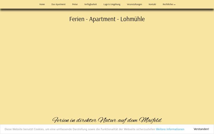 Screenshot of ferienapartment-lohmuehle-maifeld.de