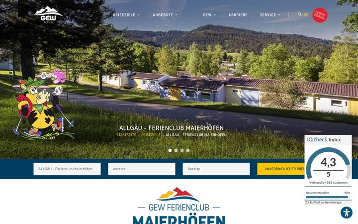 Screenshot of ferienclub-maierhoefen.de