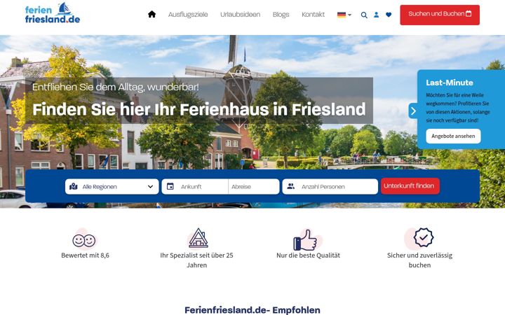 Screenshot von ferienfriesland.de