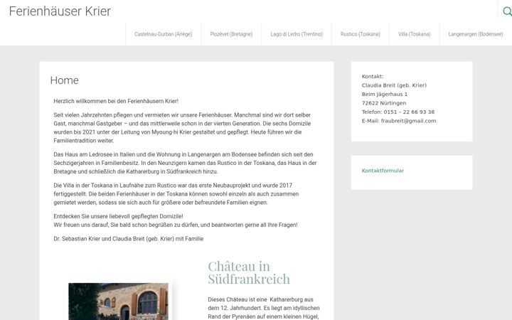Screenshot von ferienhaeuser-krier.de