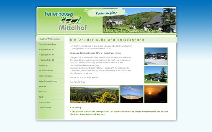 Snímek obrazovky ferienhaeuser-mittelhof.de