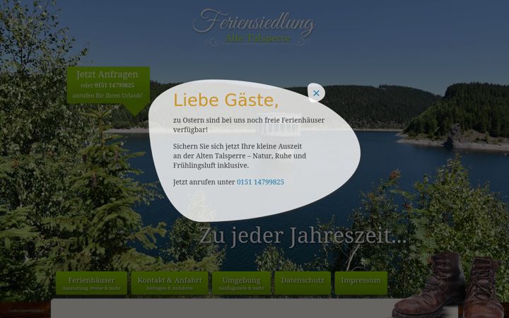 Snímek obrazovky ferienhaeuser-tambach-dietharz.de