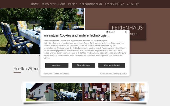 Screenshot of ferienhaus-alte-sennerei.de