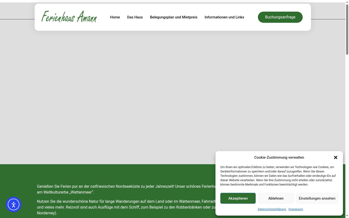 Screenshot des Einwilligungsbanners vor jeglicher Interaktion