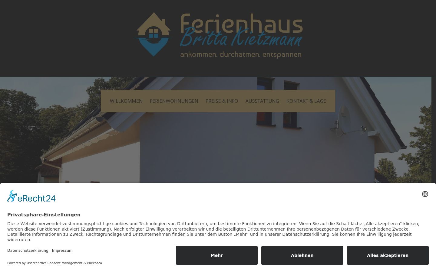 Screenshot des Einwilligungsbanners vor jeglicher Interaktion