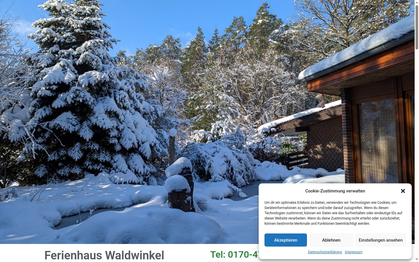 Screenshot des Einwilligungsbanners vor jeglicher Interaktion
