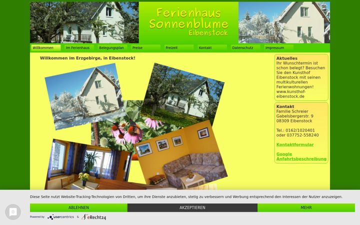 Screenshot of ferienhaus-eibenstock.de