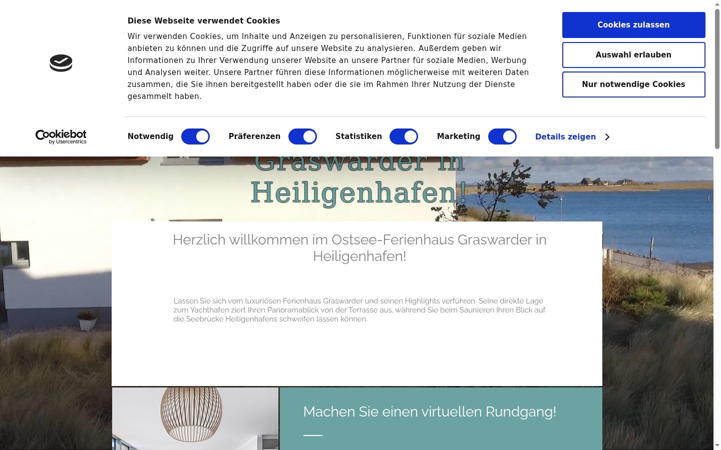 Screenshot des Einwilligungsbanners vor jeglicher Interaktion