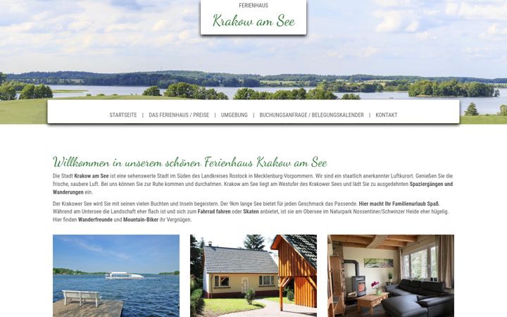 Screenshot of ferienhaus-krakowamsee.de