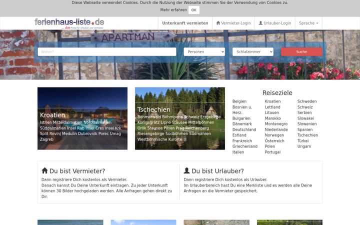Screenshot of ferienhaus-liste.de