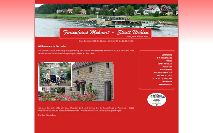 Posnetek zaslona ferienhaus-mehnert-wehlen.de
