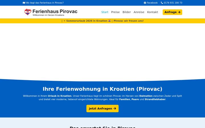 Screenshot of ferienhaus-pirovac.de