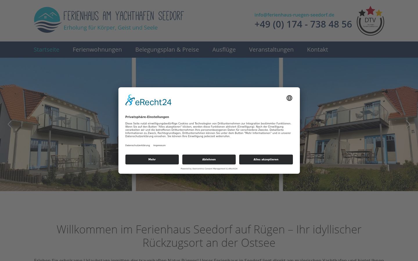Skärmbild av samtyckesbannern som visades före någon interaktion