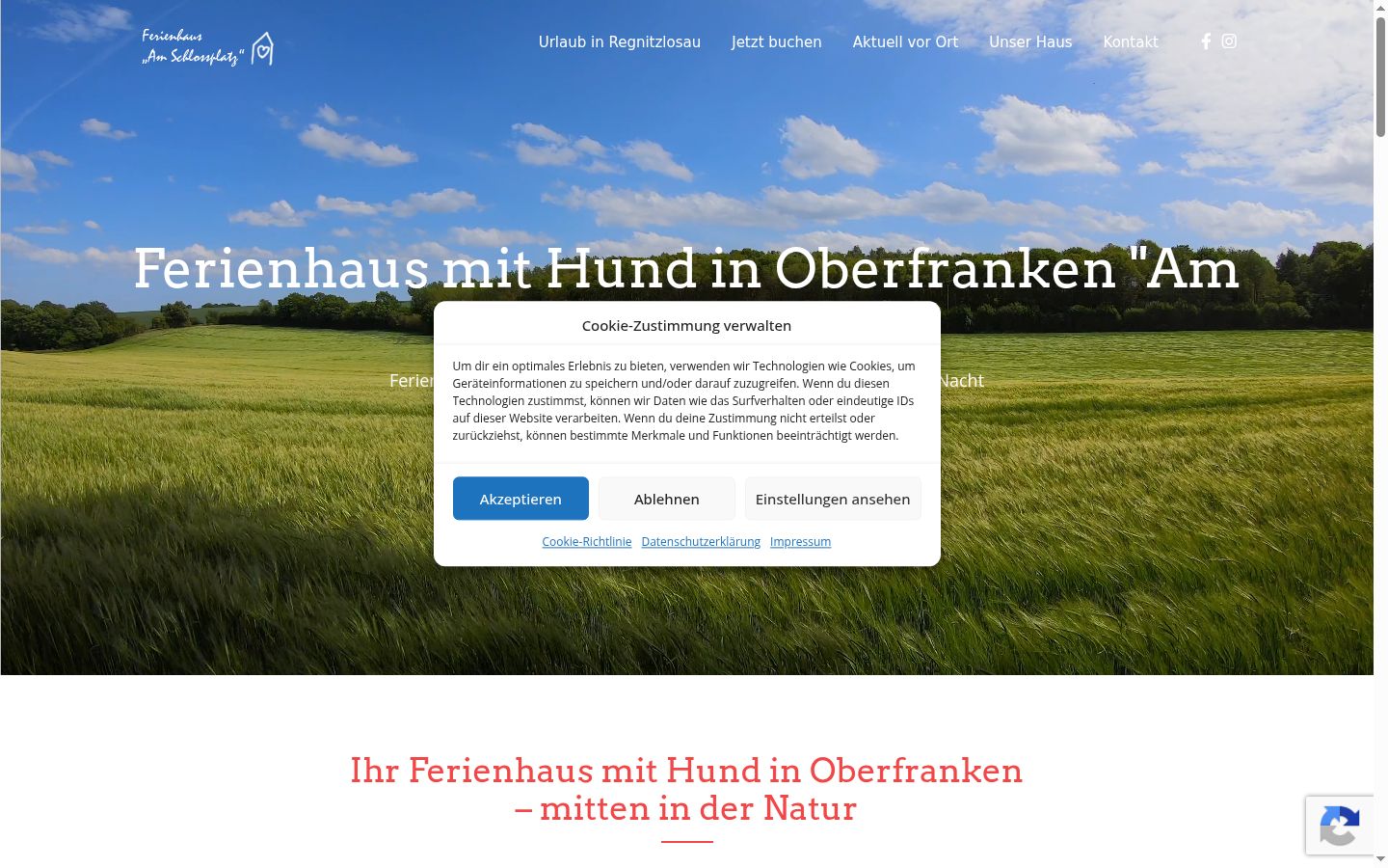 Screenshot des Einwilligungsbanners vor jeglicher Interaktion