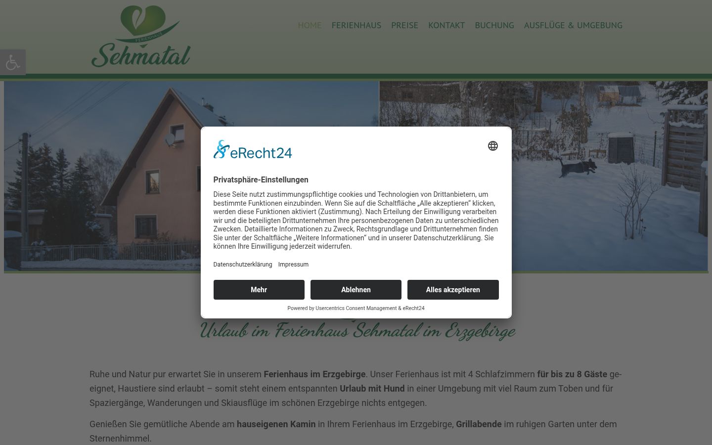Screenshot des Einwilligungsbanners vor jeglicher Interaktion