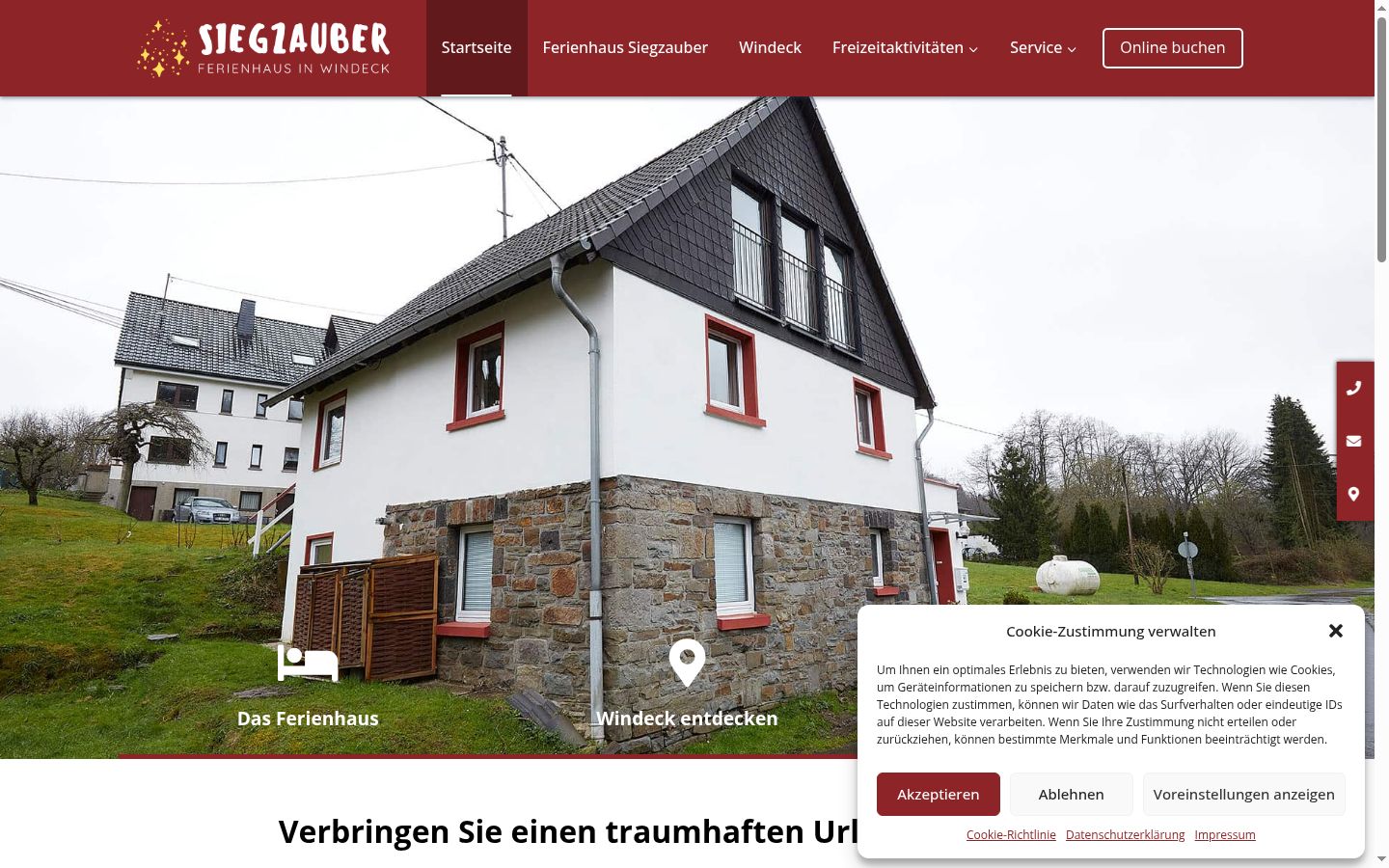 Screenshot des Einwilligungsbanners vor jeglicher Interaktion