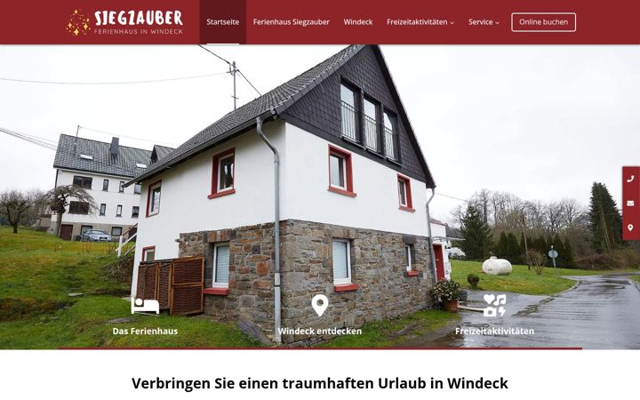 Screenshot von ferienhaus-siegzauber.de